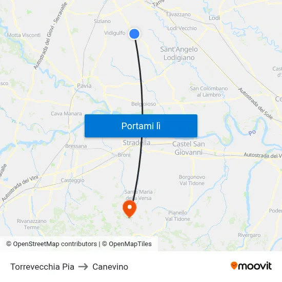 Torrevecchia Pia to Canevino map