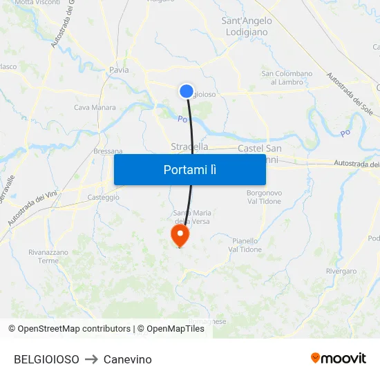 BELGIOIOSO to Canevino map
