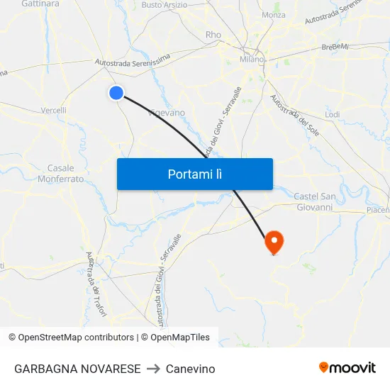 GARBAGNA NOVARESE to Canevino map