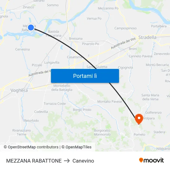 MEZZANA RABATTONE to Canevino map