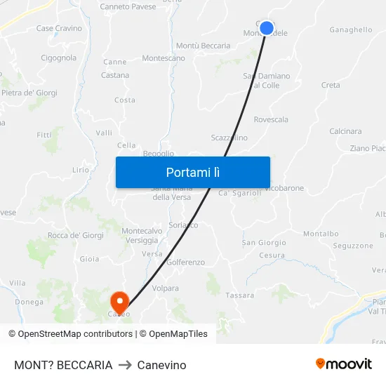 MONT? BECCARIA to Canevino map