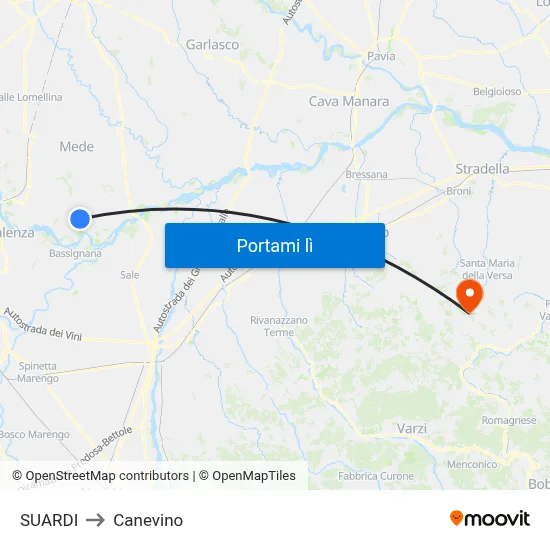 SUARDI to Canevino map