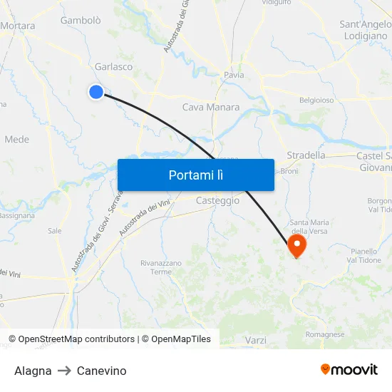 Alagna to Canevino map