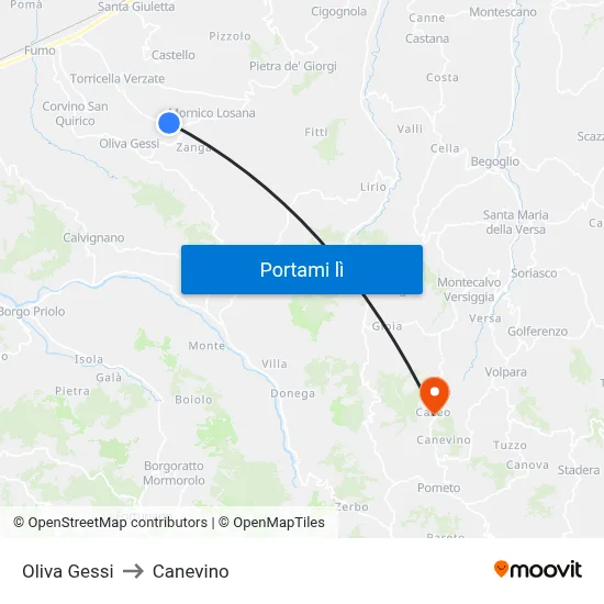 Oliva Gessi to Canevino map