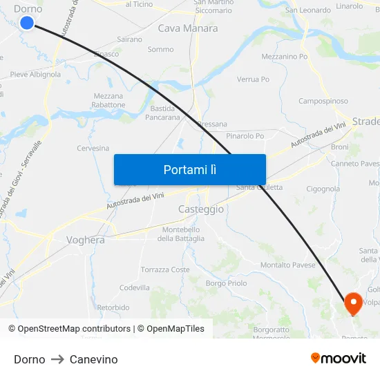 Dorno to Canevino map