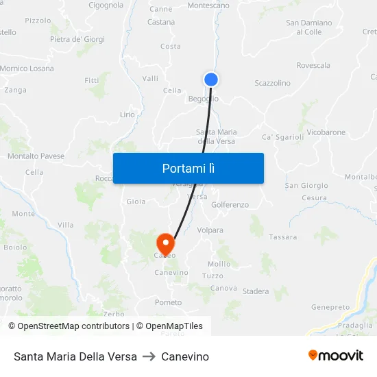 Santa Maria Della Versa to Canevino map