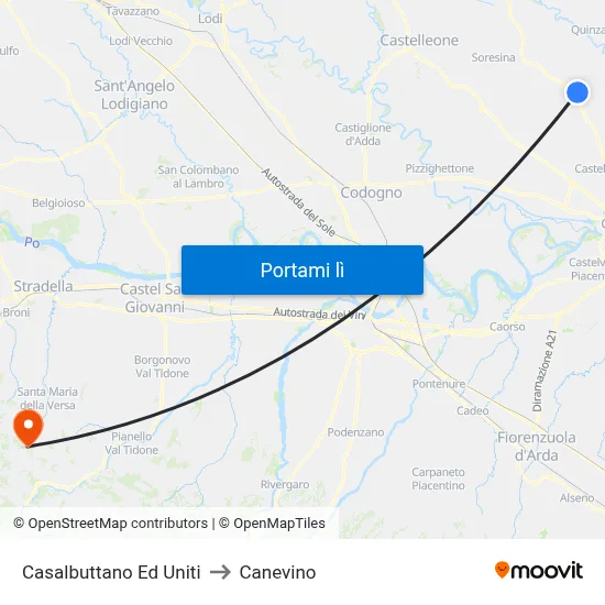 Casalbuttano Ed Uniti to Canevino map