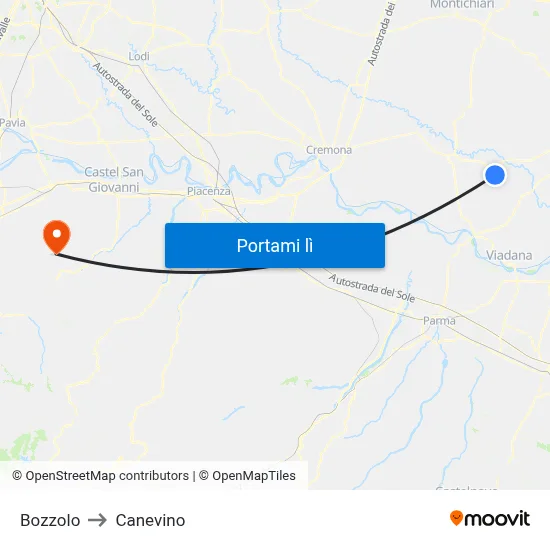Bozzolo to Canevino map