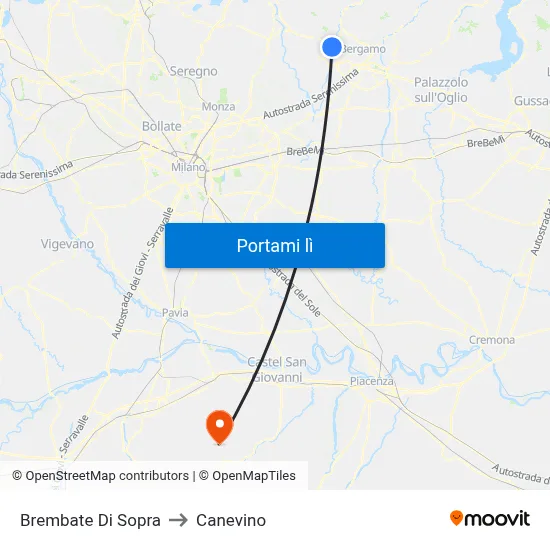 Brembate Di Sopra to Canevino map