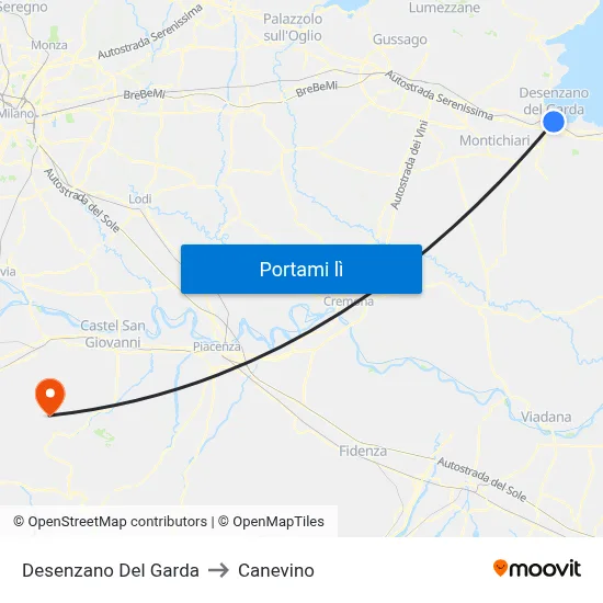 Desenzano Del Garda to Canevino map
