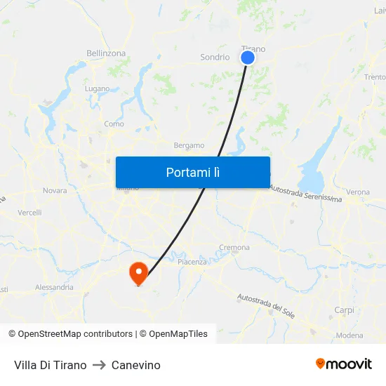 Villa Di Tirano to Canevino map