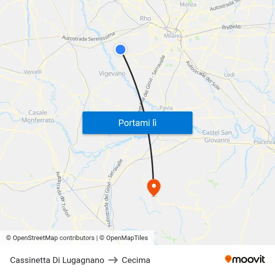 Cassinetta Di Lugagnano to Cecima map
