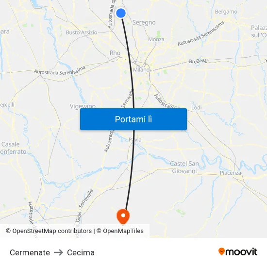Cermenate to Cecima map