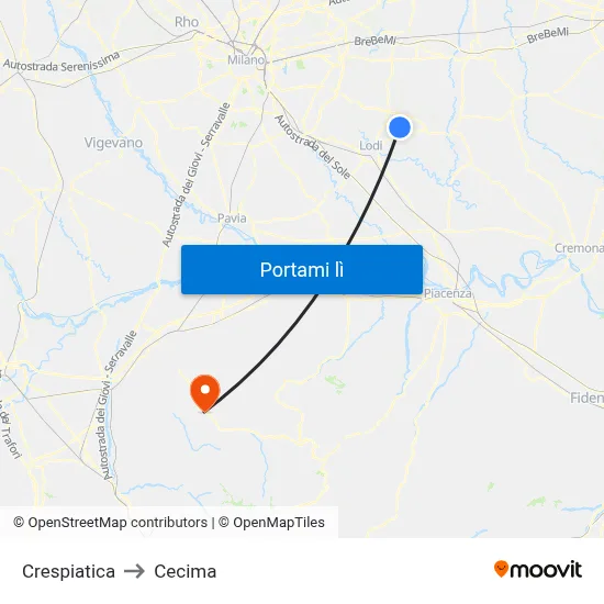 Crespiatica to Cecima map