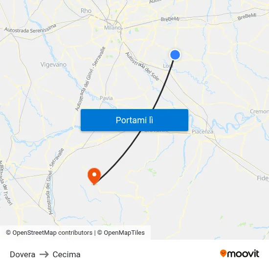 Dovera to Cecima map
