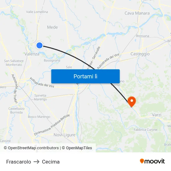 Frascarolo to Cecima map
