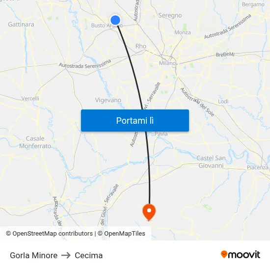 Gorla Minore to Cecima map