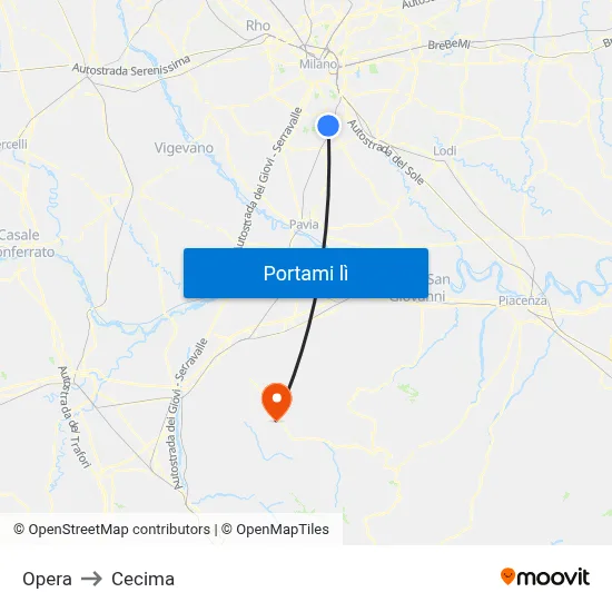 Opera to Cecima map