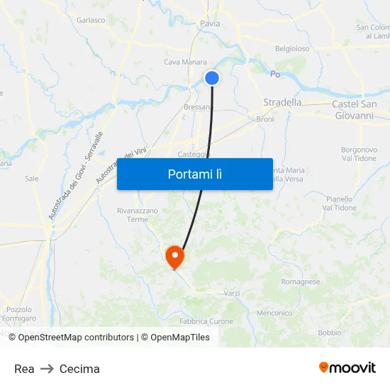 Rea to Cecima map