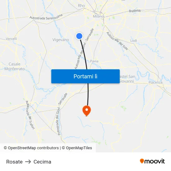 Rosate to Cecima map