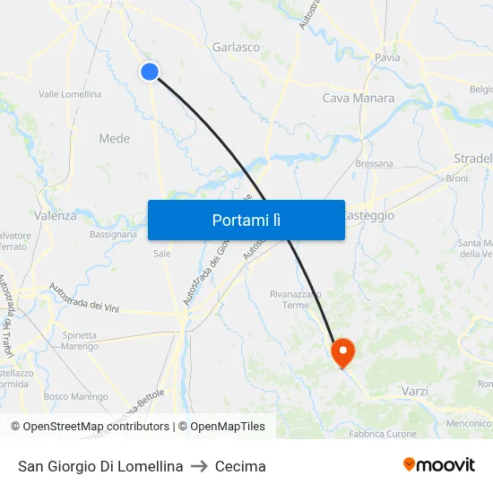 San Giorgio Di Lomellina to Cecima map