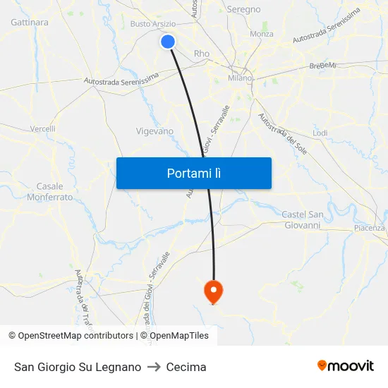 San Giorgio Su Legnano to Cecima map