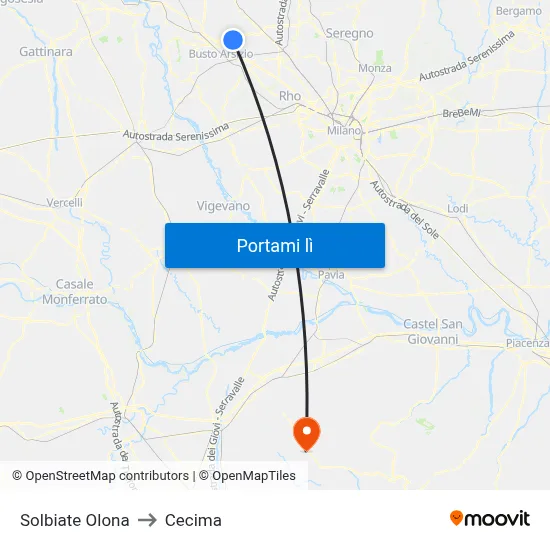 Solbiate Olona to Cecima map