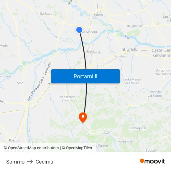 Sommo to Cecima map