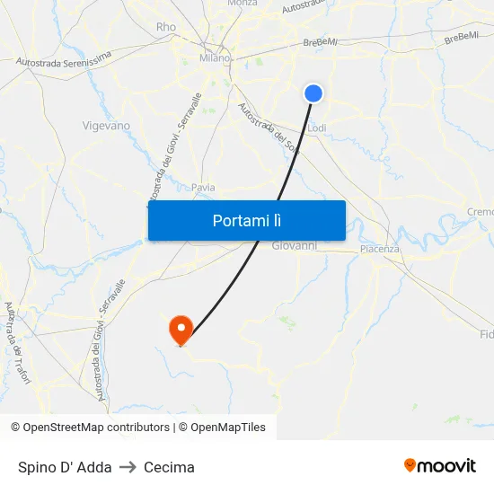 Spino D' Adda to Cecima map