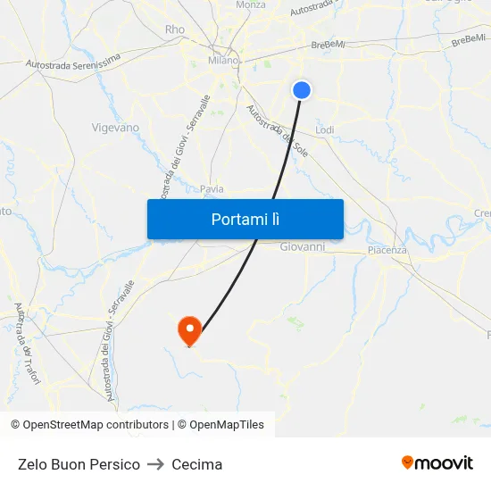 Zelo Buon Persico to Cecima map