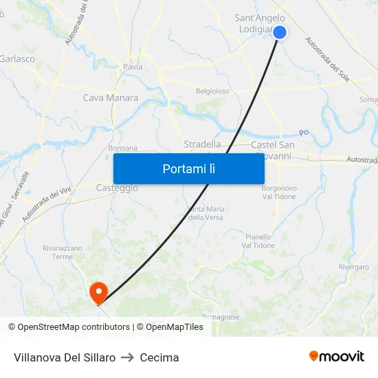 Villanova Del Sillaro to Cecima map