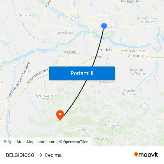 BELGIOIOSO to Cecima map