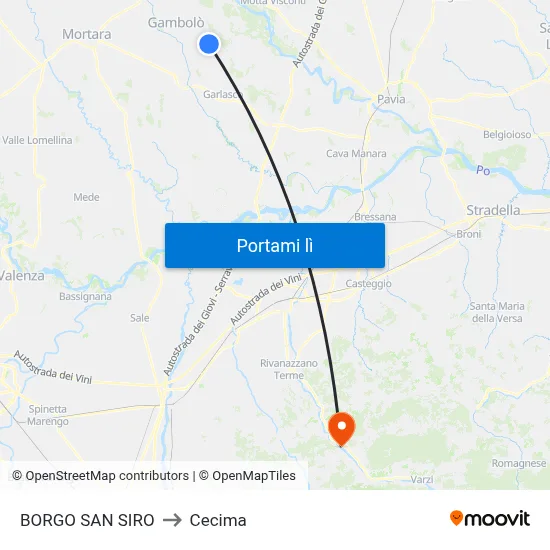 BORGO SAN SIRO to Cecima map