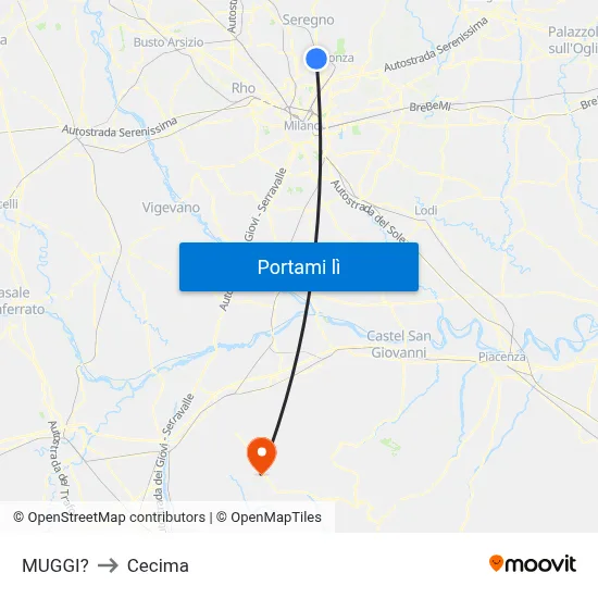 MUGGI? to Cecima map