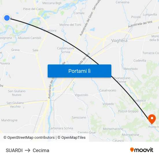 SUARDI to Cecima map
