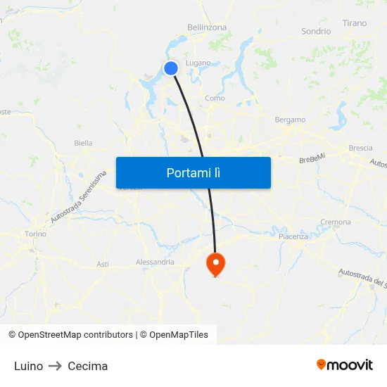 Luino to Cecima map