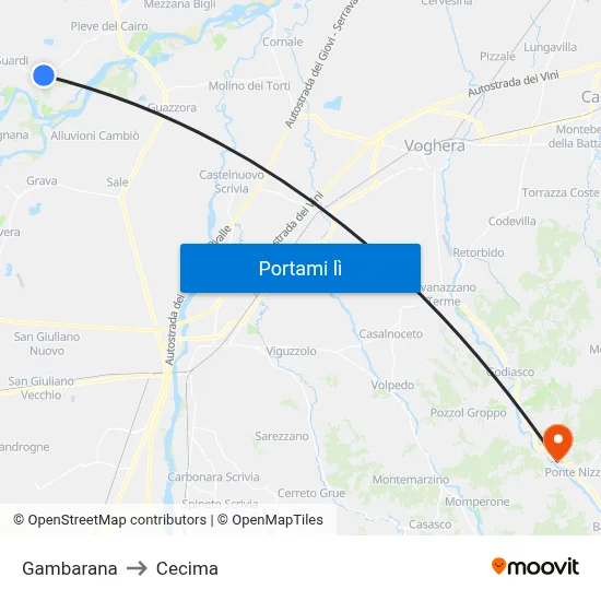 Gambarana to Cecima map
