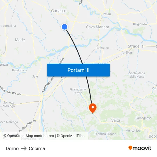 Dorno to Cecima map