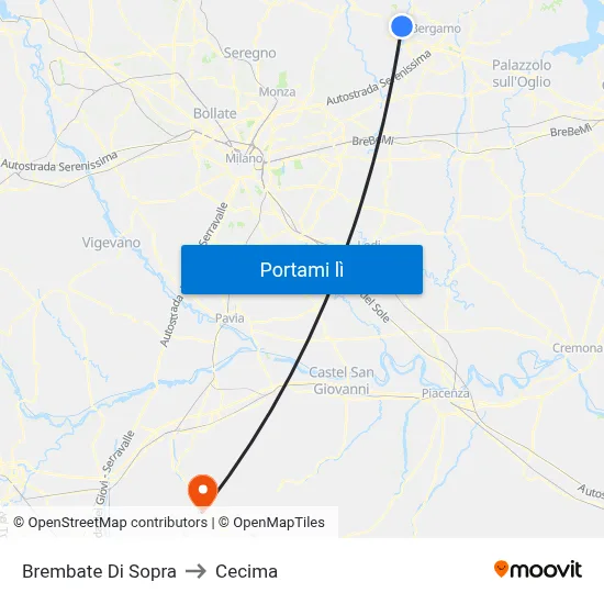 Brembate Di Sopra to Cecima map