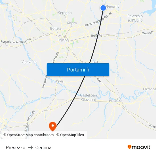 Presezzo to Cecima map