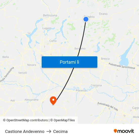 Castione Andevenno to Cecima map