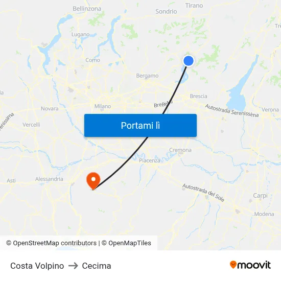 Costa Volpino to Cecima map