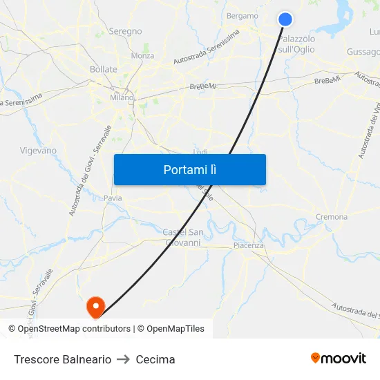 Trescore Balneario to Cecima map