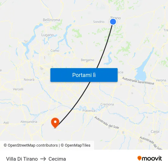 Villa Di Tirano to Cecima map