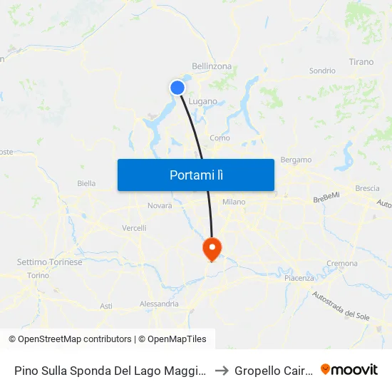 Pino Sulla Sponda Del Lago Maggiore to Gropello Cairoli map