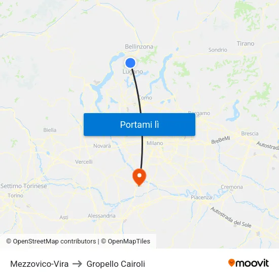 Mezzovico-Vira to Gropello Cairoli map