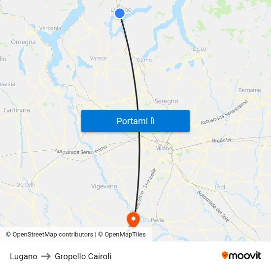 Lugano to Gropello Cairoli map