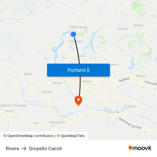 Rivera to Gropello Cairoli map