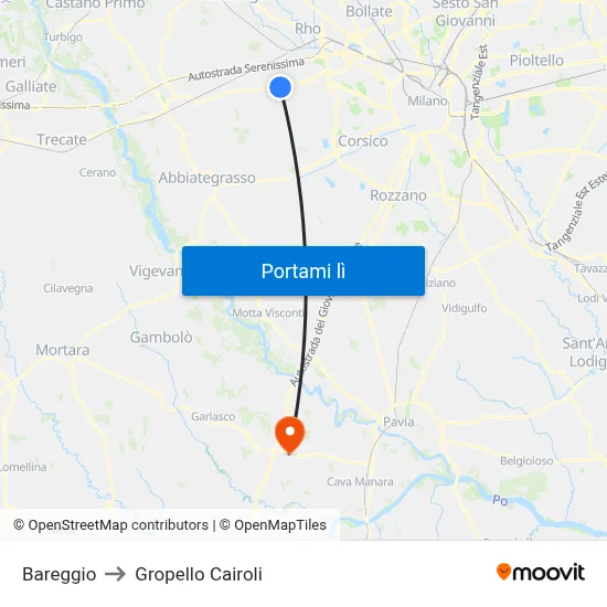 Bareggio to Gropello Cairoli map