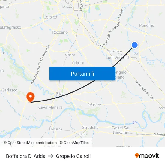 Boffalora D' Adda to Gropello Cairoli map